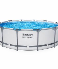 Bestway BW56418GB-21 Steel Pro Max Round Frame Swimming Pool with Filter Pump, Grey, 12 ft X 39.5