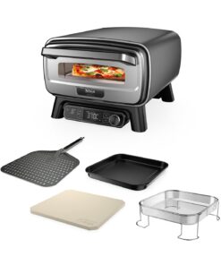 Ninja Artisan Electric Outdoor Pizza Oven & Air Fryer, 4 Functions: Pizza, Air Fry, Bake & Prove, 5 Pizza Settings, Includes 12-inch Pizza Stone
