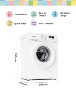 Alternative view of COMFEE' Freestanding Washing Machine,9KG Load,1400RPM,Steam Wash,Slim Design,Quick Wash