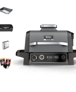 Ninja Woodfire Electric BBQ Grill & Smoker, 7-in-1 Outdoor Grill & Air Fryer, Roast, Bake, Dehydrate, Uses Woodfire Pellets
