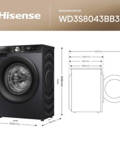 Alternative view of Hisense 3S Series WD3S8043BB3 Wifi Connected 8Kg and 5Kg Washer Dryer with 1400 rpm - Black - A-D Rated