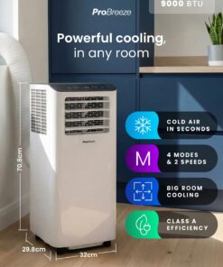 Alternative view of Pro Breeze 4-in-1 Portable Air Conditioner 9000 BTU - Smart Home WiFi, 24 hr Timer, Window Kit, Powerful Air Conditioning