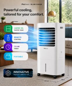 Alternative view of Pro Breeze 4-in-1 Air Cooler with 10 Litre Capacity, Remote Control, 3 Fan Speeds & LED Display. Powerful Evaporative Air Cooler