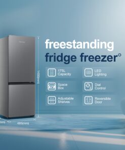 Alternative view of Fridgemaster MC50165EB 50cm Freestanding 60/40 Fridge Freezer - 175-litre capacity with Crisper box - Reversible Door