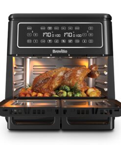Breville Halo Flexi Air Fryer | Digital Dual Air Fryer Oven | 11L: Serves 10+ People | FryBakeGrillRoast & Reheat | 2400 W