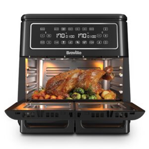 Breville Halo Flexi Air Fryer | Digital Dual Air Fryer Oven | 11L: Serves 10+ People | FryBakeGrillRoast & Reheat | 2400 W