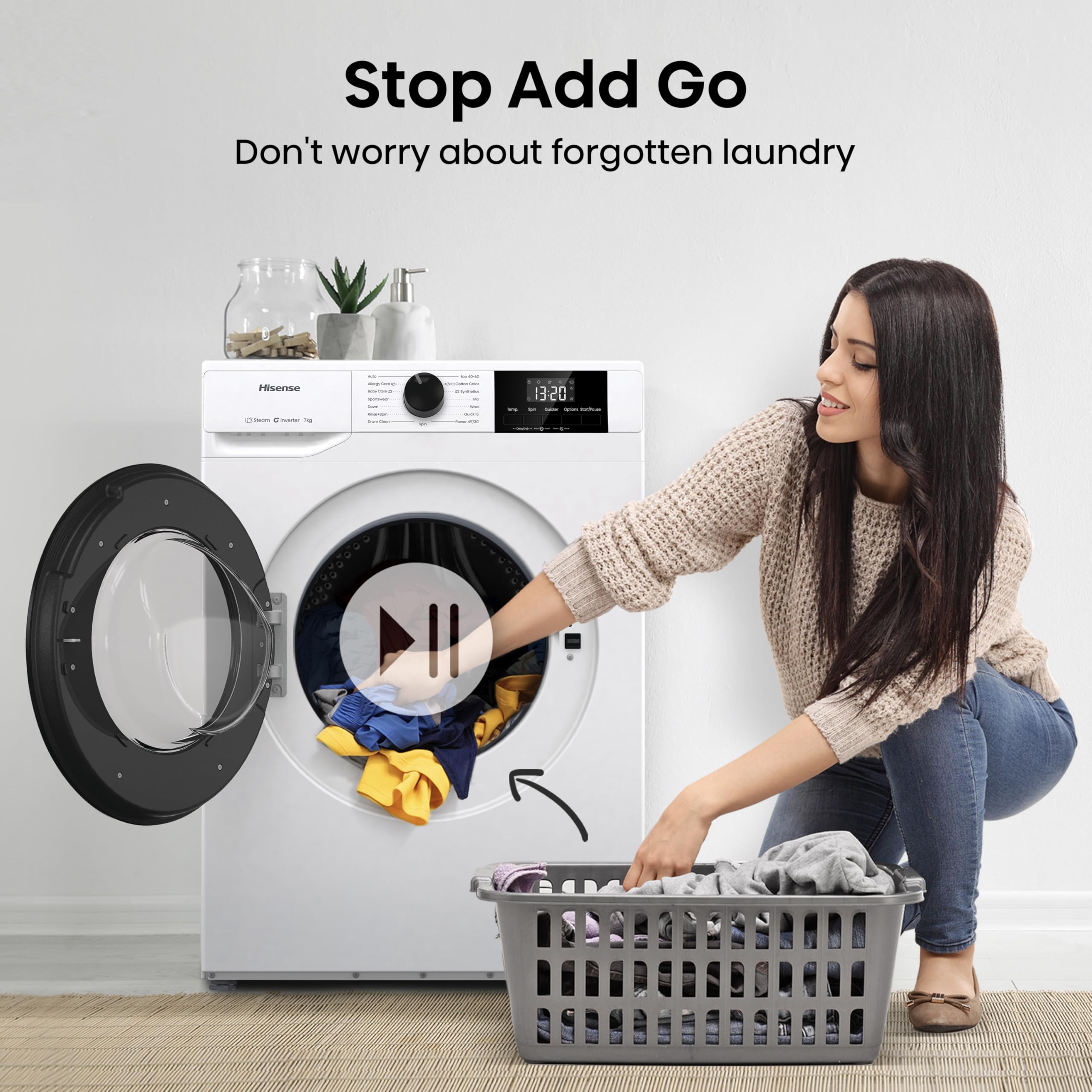 Hisense WF1G7021BW Freestanding 7 KG-Front Load Durable Inverter Washing Machine, Steam Wash-Quick Wash-15 - Image 5