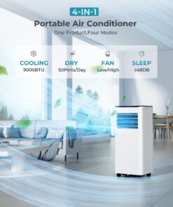 Alternative view of Air Conditioning Unit - Portable Air Conditioner 9000 BTU, 4-in-1 Energy Efficient Cooling & Dehumidifier, Quiet Operation
