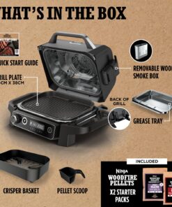 Alternative view of Ninja Woodfire Electric BBQ Grill & Smoker, 7-in-1 Outdoor Grill & Air Fryer, Roast, Bake, Dehydrate, Uses Woodfire Pellets